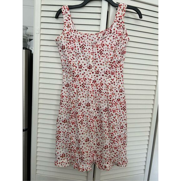 Moda International Red White Floral Ruffle Sleeveless Dress, Size 2 - Picture 4 of 10